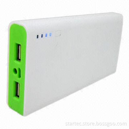 Power bank with 13,200mAh, dual USB port, used to charge phones and tablets